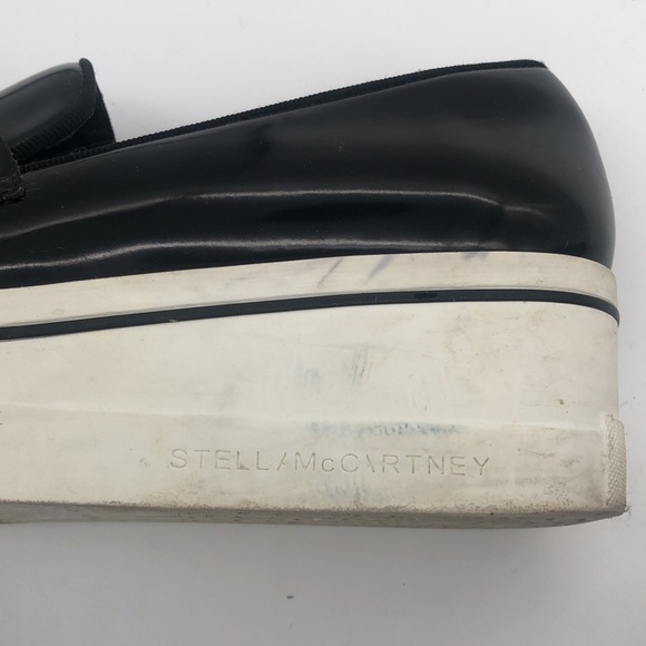 Authentic Stella McCartney Black Gloss Platform Loafers Gold Chain Accent ⛓️🖤💛 - Picture 15 of 16